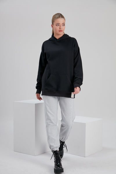 Noacode ecofriendly recycled cotton black hoodie with grey fleece sweatpants Netherlands Sweden Germany UK