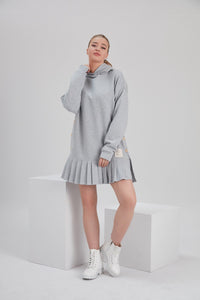 Eco friendly tiered hoodie dress with certified recycled cotton fabric for tall and plus size women