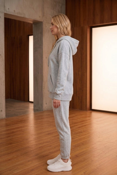 ECO LIGHT GREY ZIP-UP HOODIE