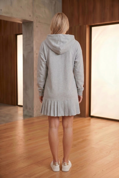 ECO TIERED FLEECE DRESS - LIGHT GREY