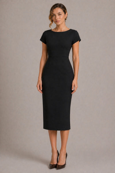 IRIS BLACK PENCIL DRESS