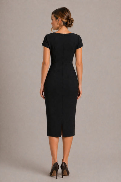 IRIS BLACK PENCIL DRESS