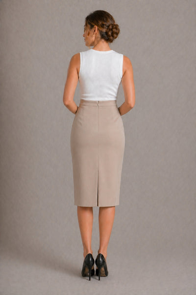 IRIS BEIGE PENCIL SKIRT
