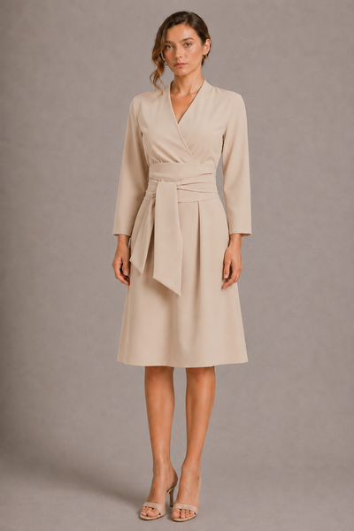 IRIS BEIGE ENVELOPE DRESS
