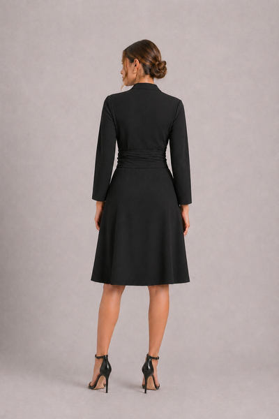 IRIS BLACK ENVELOPE DRESS