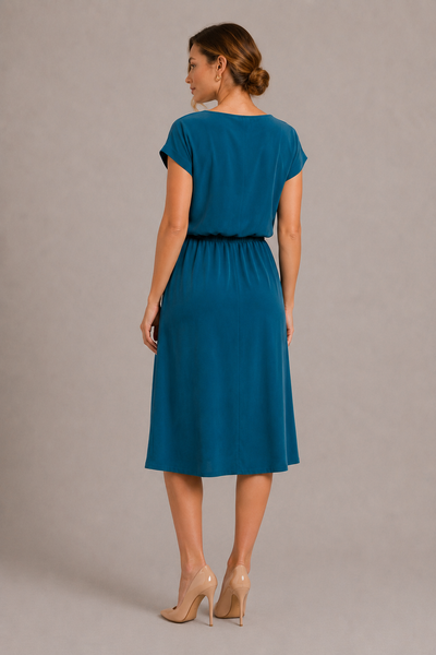 MIA CUPRO MIDI DRESS - PETROL BLUE
