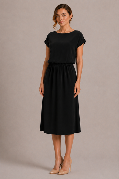 MIA CUPRO MIDI DRESS - BLACK