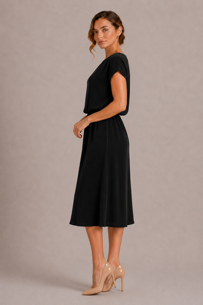 MIA CUPRO MIDI DRESS - BLACK