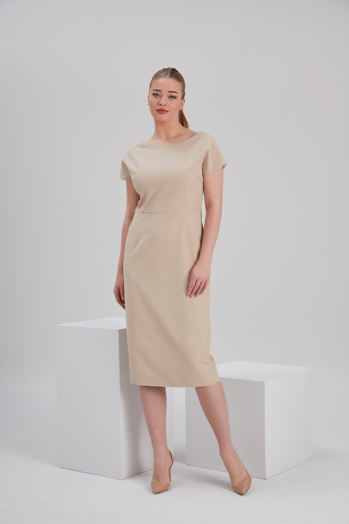 IRIS BEIGE PENCIL DRESS