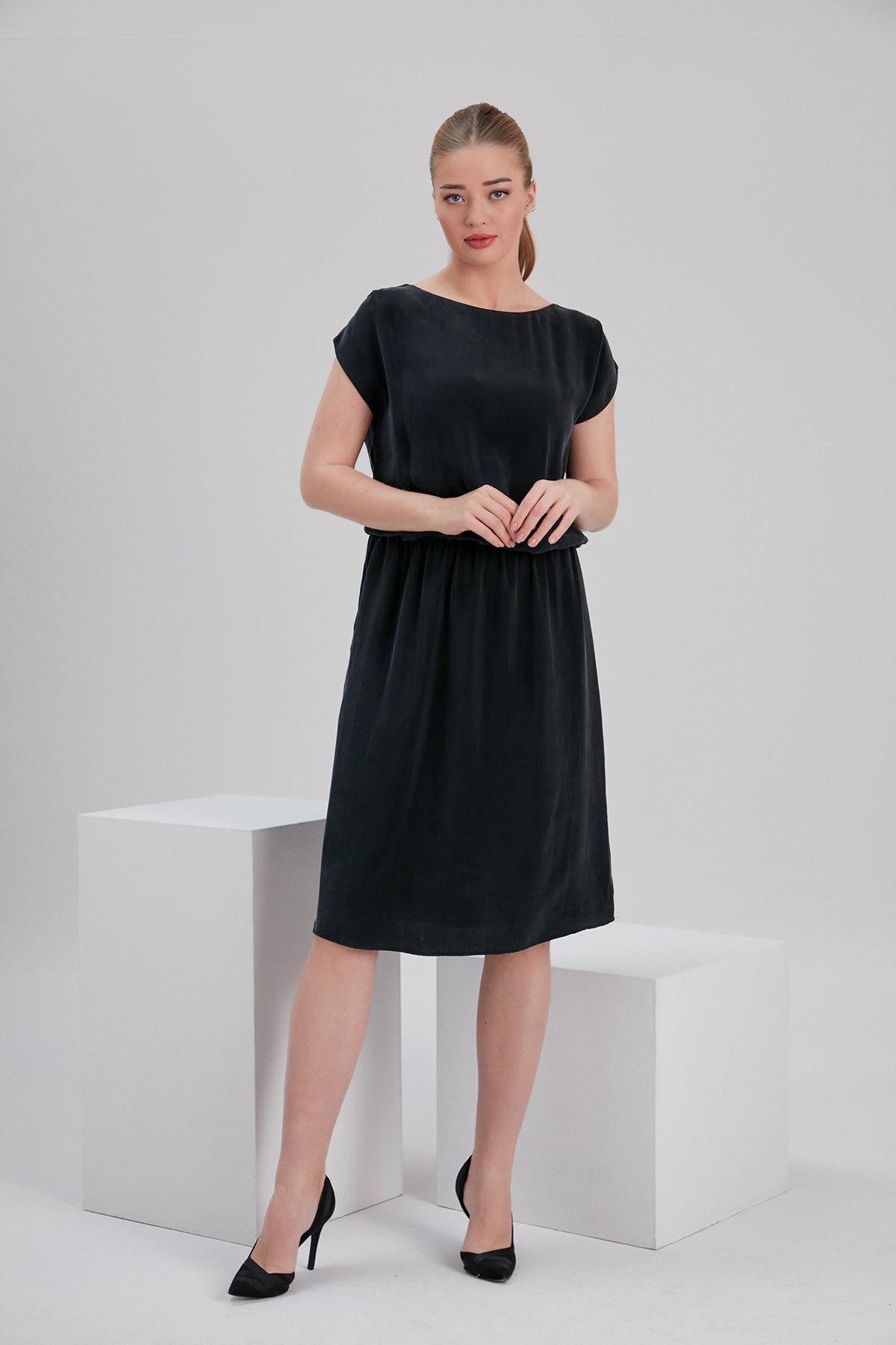 noacode ethical black cupro dress plus size