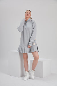 ecofriendly light grey recycled cotton hoodie dress for sustainable plus tall maternity wear UK Netherlands Germany Austria Denmark Sweden Norway