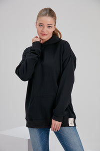 Noacode ecofriendly black recycled cotton hoodie tall plus size sustainable fashion in Netherlands Belgium Germany UK USA