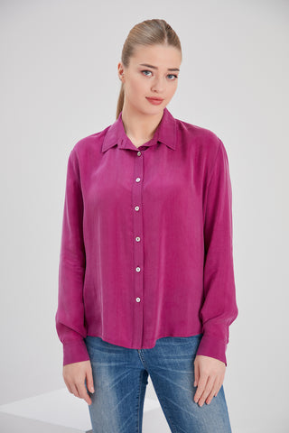 noacode fuchia pink cupro vegan shirt top 