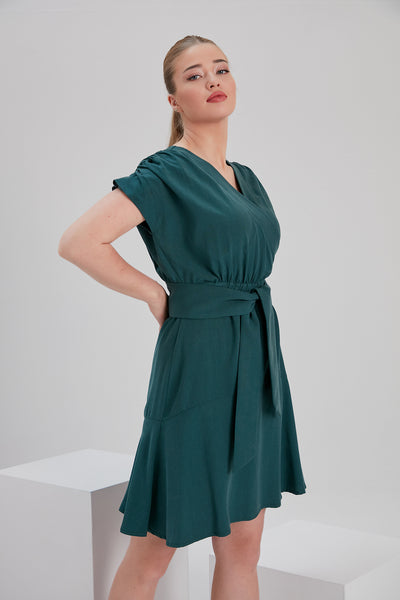 noacode size inclusive elegant green tencel dress with ethical sustainable materials for plus and tall size women 