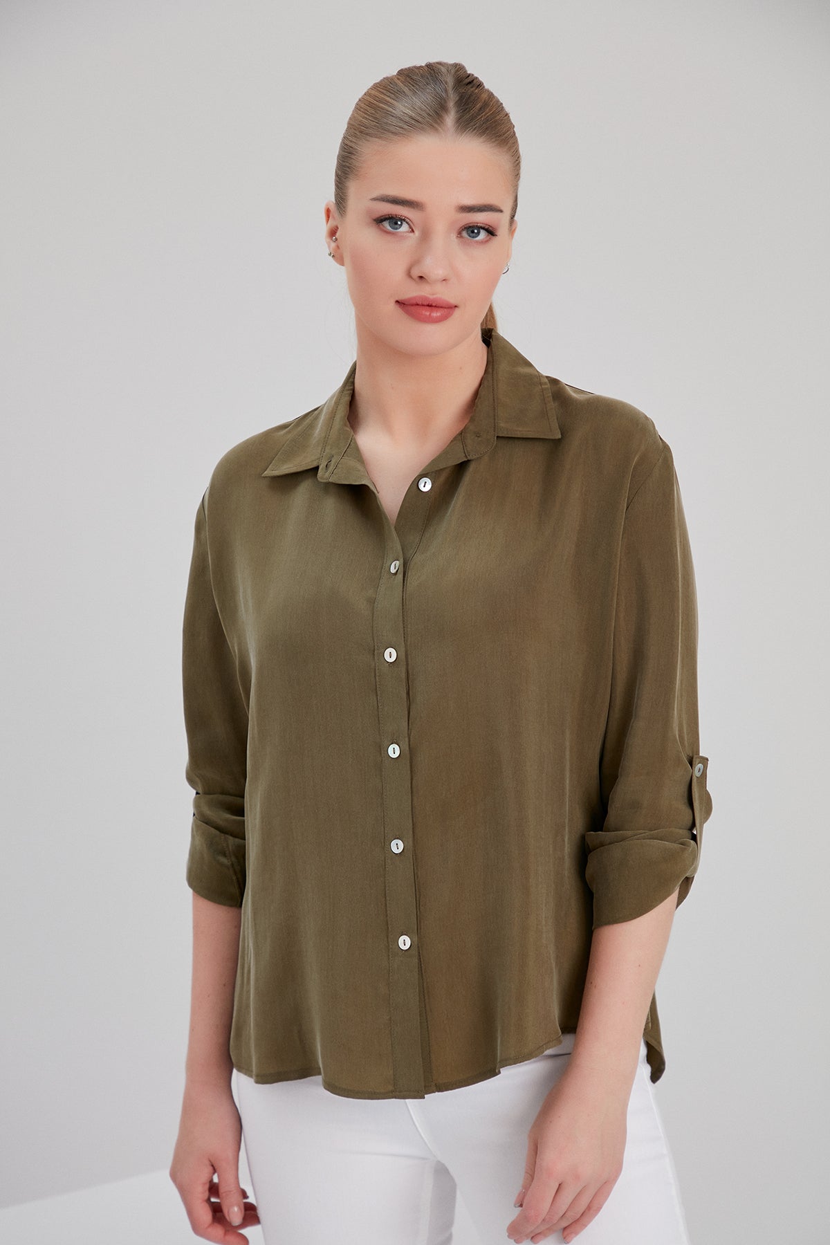 khaki-vegan-cupro-shirt-sustainable-recycled-buttons-tall-size