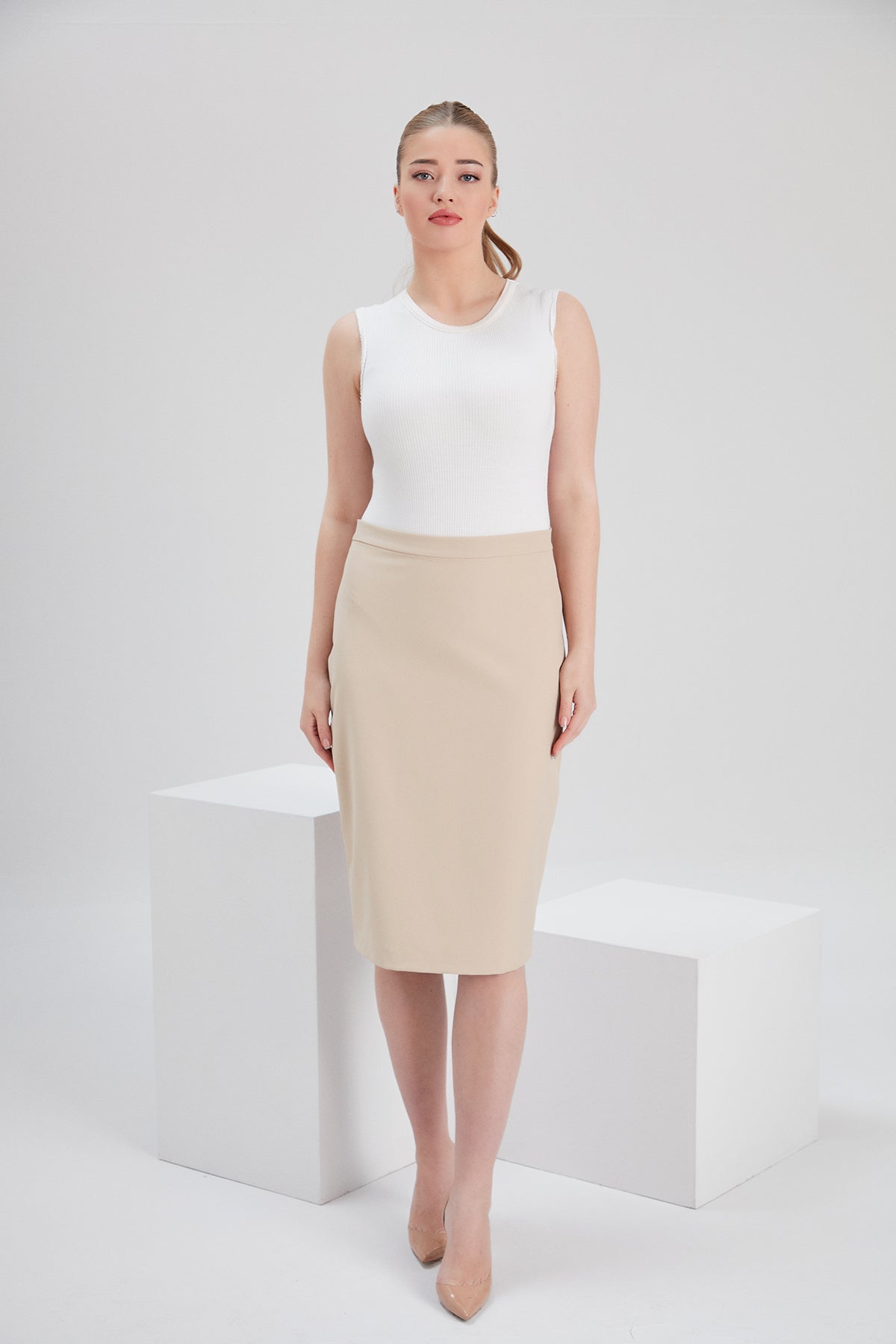 IRIS BEIGE PENCIL SKIRT NOACODE