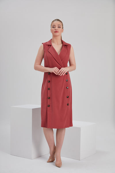 noacode ethical viscose dress with sustainable button details for office wear