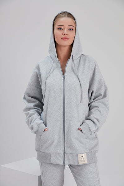 Noacode sustainable recycled cotton zip-up oversize hoodie for sustainable vegan plus tall maternity size women fashion Netherlands
