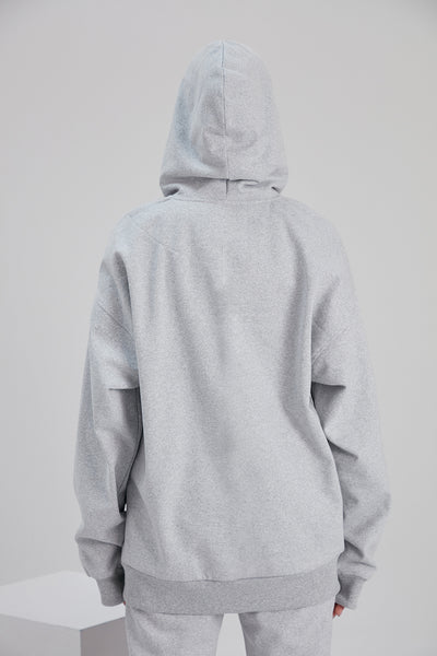 back of Noacode sustainable recycled cotton zip-up oversize hoodie Netherlands