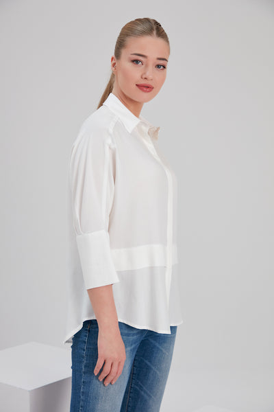 tall size white Tencel shirt with certified sustainable materials